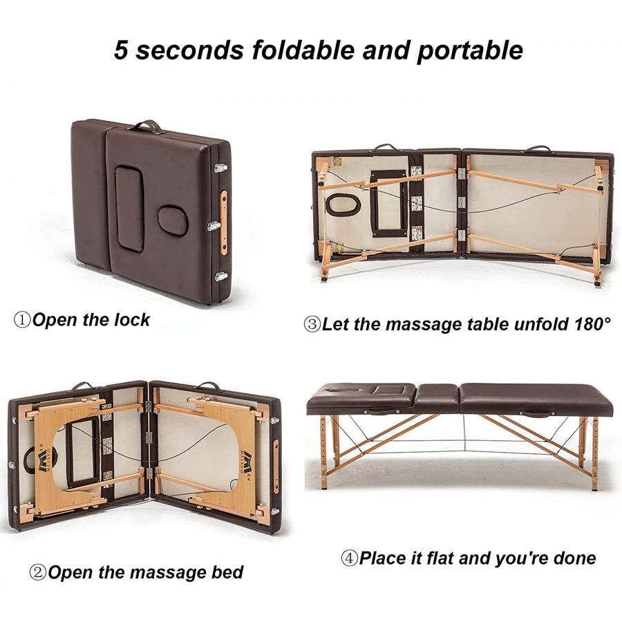 Beauty Salon Adjustable Folding Facial and Massage Bed 